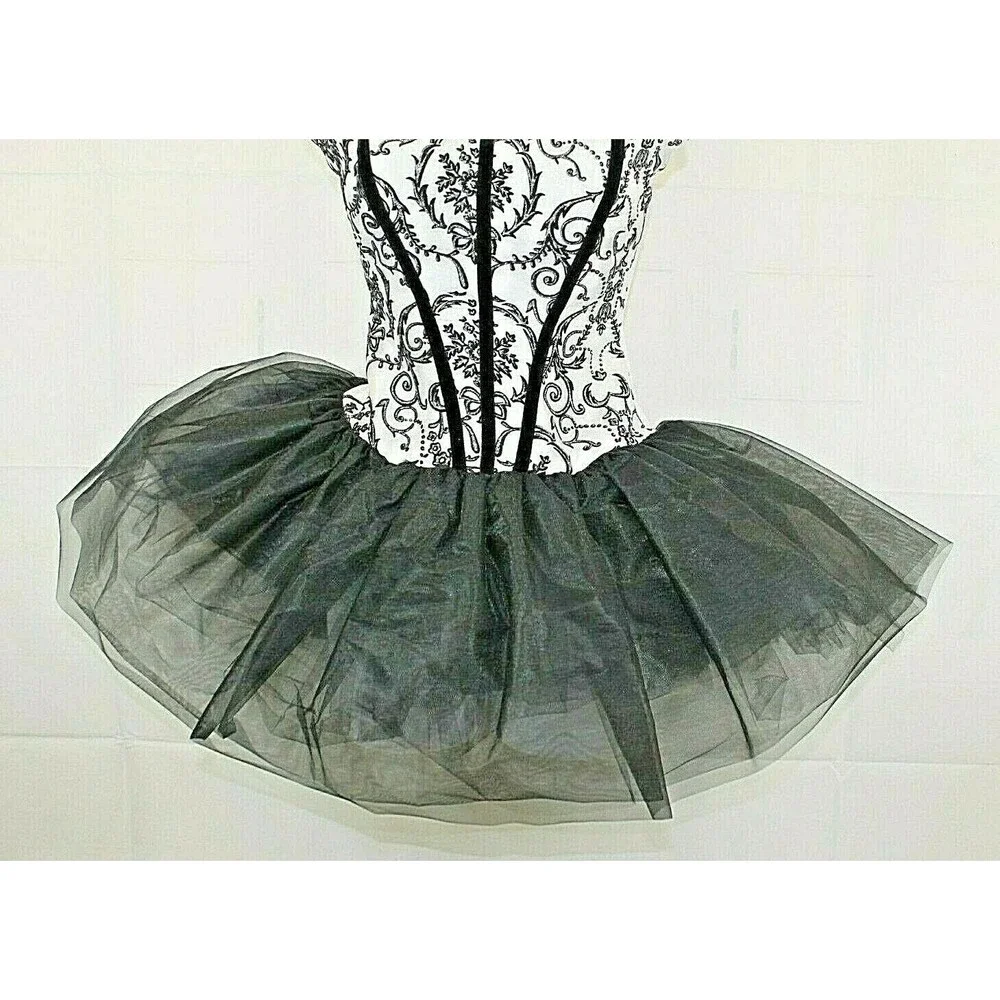 Curtain Call Costumes Pageant Dress Black White Dance Made In USA Size 8A